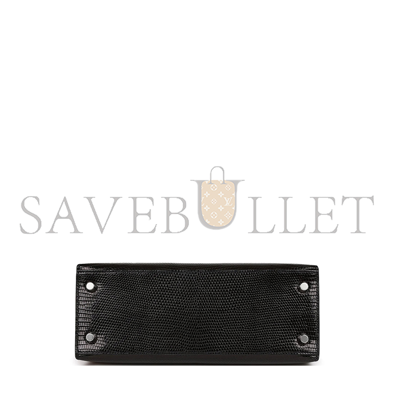 HERMÈS MASTER KELLY 25 BLACK LIZARD PALLADIUM HARDWARE (25*17*7cm)